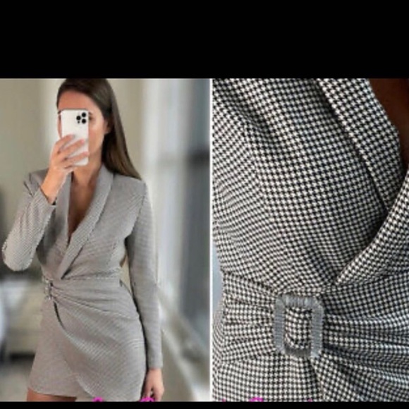 NWT ZARA HOUNDSTOOTH BLAZER DRESS - Picture 4 of 11
